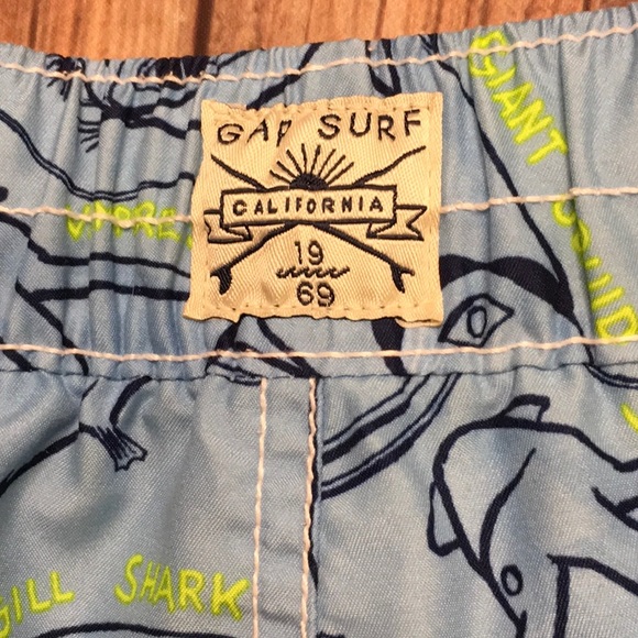 Gap Kids Swim Shorts in Blue and Highlighter Yellow with Deep Sea Creatures - Picture 4 of 5